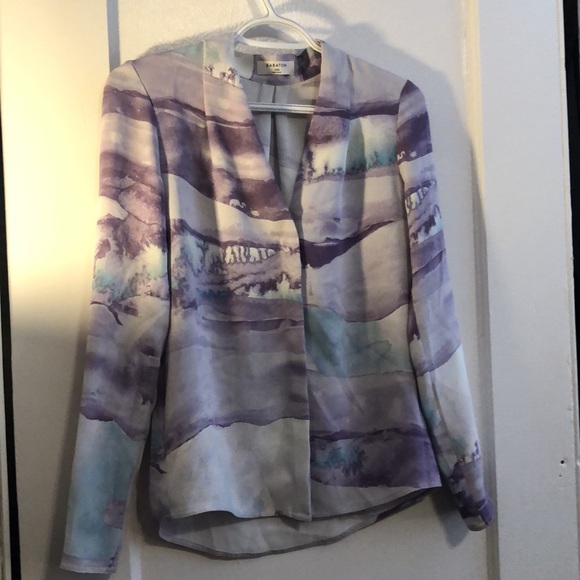 Babaton power blouse watercolour landscape print - Picture 3 of 12